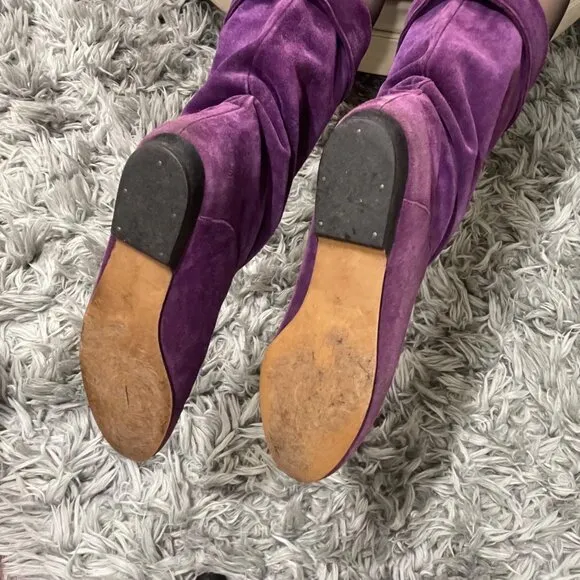Vintage Cobbies Purple Suede Slouch Boots Womens Size 10 Timeless Style