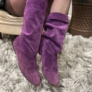 Vintage Cobbies Purple Suede Slouch Boots Womens Size 10 Timeless Style