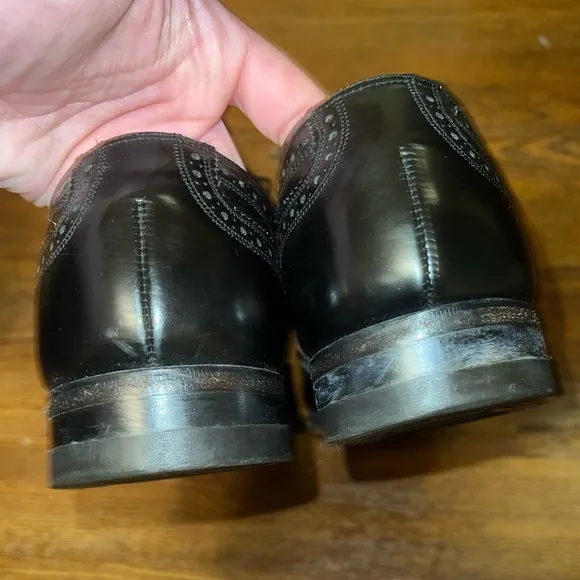 Vintage Florsheim Black Leather Wingtip Brogue Men's Dress Shoes