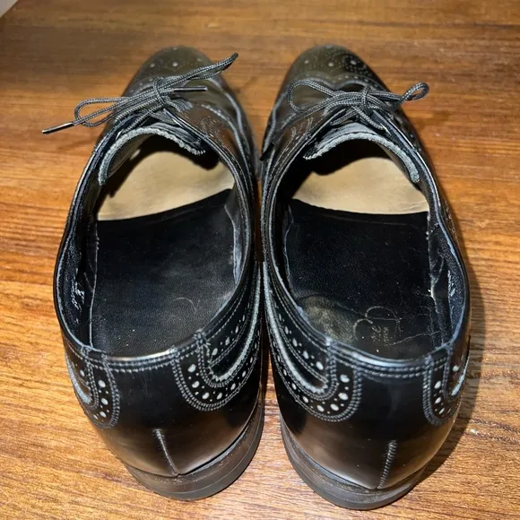 Vintage Florsheim Black Leather Wingtip Brogue Men's Dress Shoes