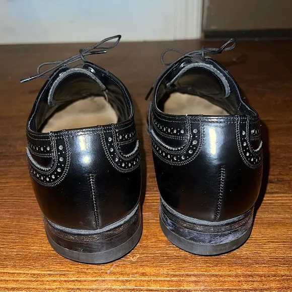 Vintage Florsheim Black Leather Wingtip Brogue Men's Dress Shoes