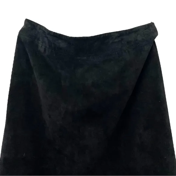 Vintage Pendleton Black Suede Leather Maxi Long Skirt Size 16 Lined Western Boho