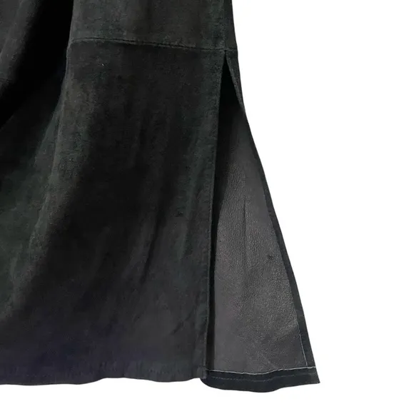 Vintage Pendleton Black Suede Leather Maxi Long Skirt Size 16 Lined Western Boho
