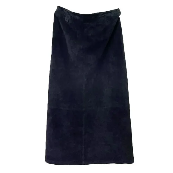 Vintage Pendleton Black Suede Leather Maxi Long Skirt Size 16 Lined Western Boho