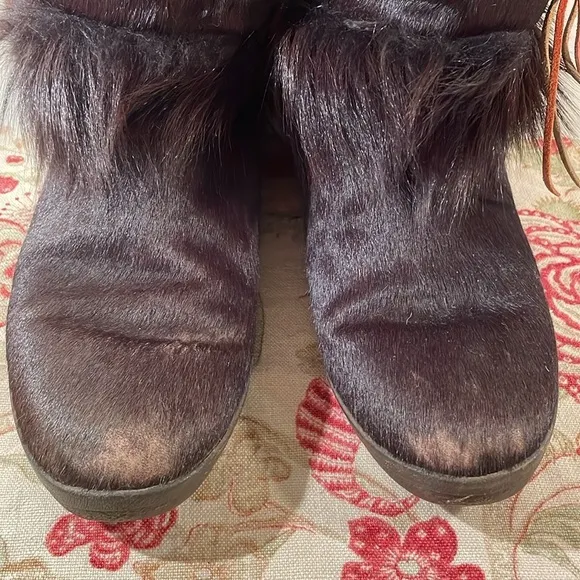 Vintage Tecnica Chocolate Brown Goatskin and Fur Scandia Apres Boots
