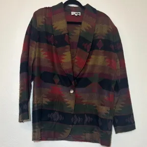 Vintage women’s 7/8 first focus Aztec southwest oversize single button blazer