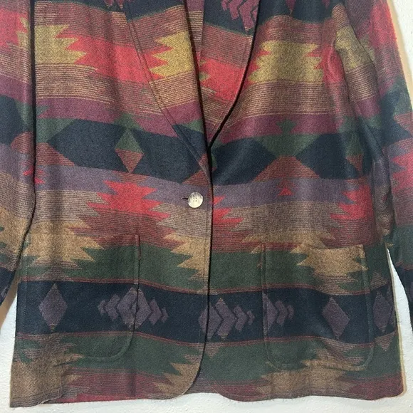 Vintage women’s 7/8 first focus Aztec southwest oversize single button blazer