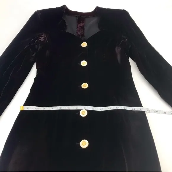Vintage Y2K Velvet Pin Up Girl Goth Embellished Long Sleeve Midi Dress