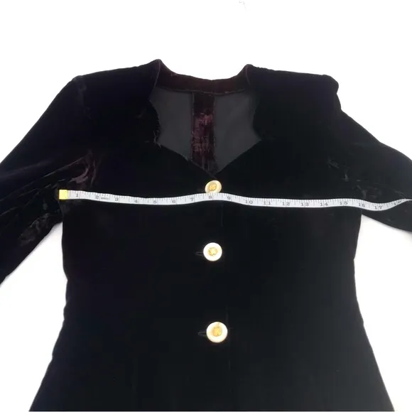 Vintage Y2K Velvet Pin Up Girl Goth Embellished Long Sleeve Midi Dress