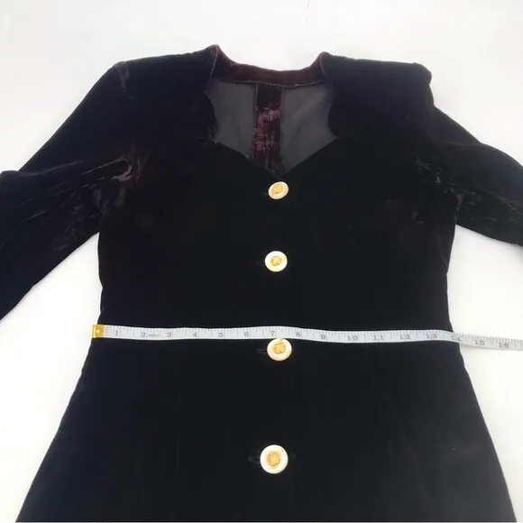 Vintage Y2K Velvet Pin Up Girl Goth Embellished Long Sleeve Midi Dress