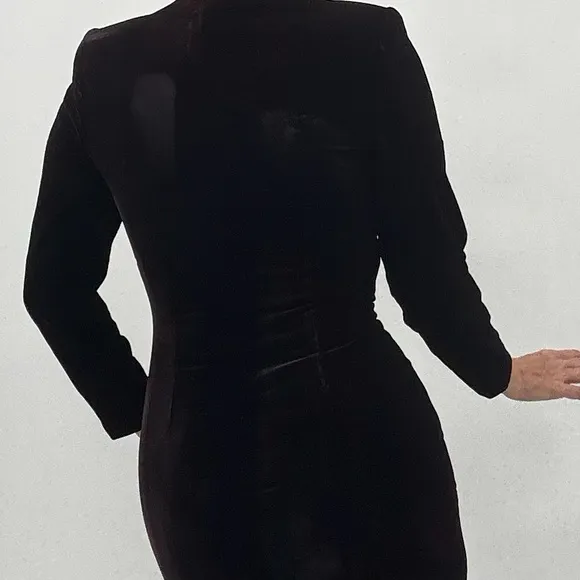 Vintage Y2K Velvet Pin Up Girl Goth Embellished Long Sleeve Midi Dress