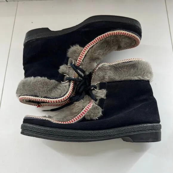 Vintage Yodeler  Mukluk Faux Fur Sherpa Boots sz 7 Made In USA 1970