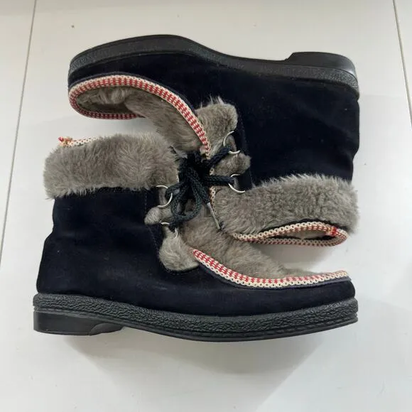 Vintage Yodeler  Mukluk Faux Fur Sherpa Boots sz 7 Made In USA 1970