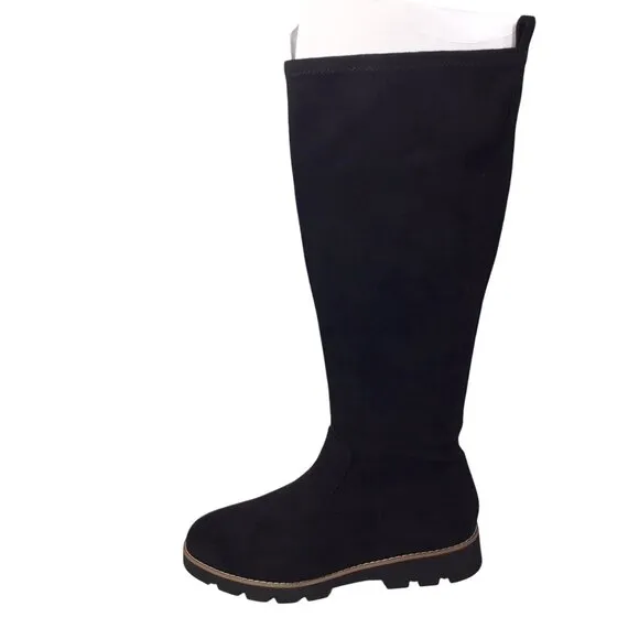 Vionic Ashburn Boots NEW Black Size 7 Knee High Tall Faux Suede NWOB Stretch