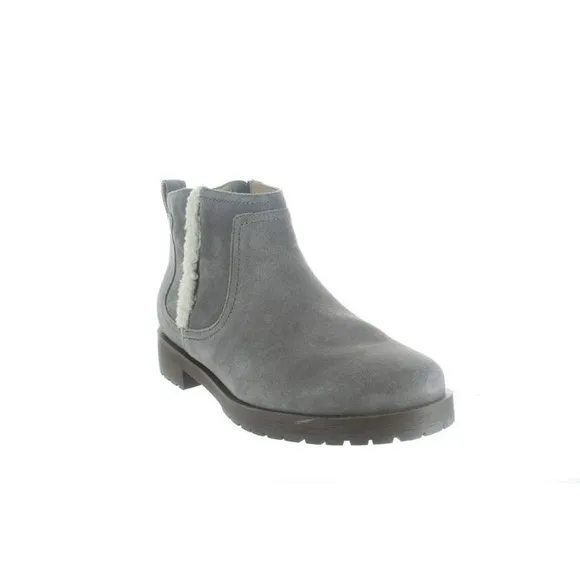 VIONIC ASLYNN SUEDE LEATHER SHERPA WATER REPELLENT LUG SOLE ANKLE BOOTS GRY SZ 9