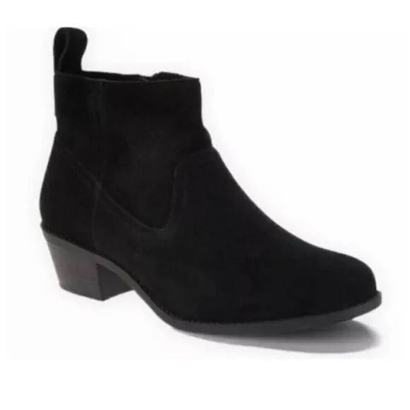 Vionic Vera Black Suede Booties Water Resistant Orthotic Ankle Boots Sz 7.5