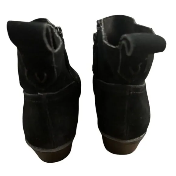 Vionic Vera Black Suede Booties Water Resistant Orthotic Ankle Boots Sz 7.5