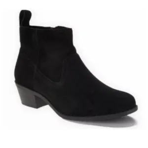Vionic Vera Black Suede Booties Water Resistant Orthotic Ankle Boots Sz 7.5