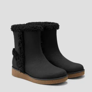 Vivaia Courtney Boots Size 40 (9.5) Round-Toe Water-Repellent Faux Fur Black