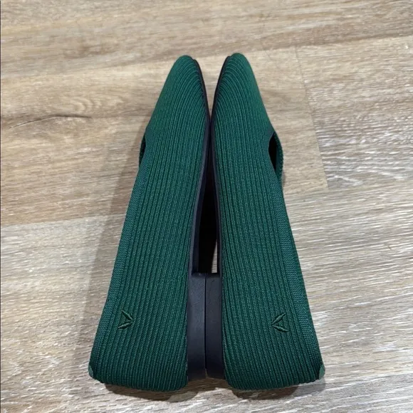 VIVAIA Size 36 Emerald Green Slip-On Knit Flats with Ribbed Texture Square Toe