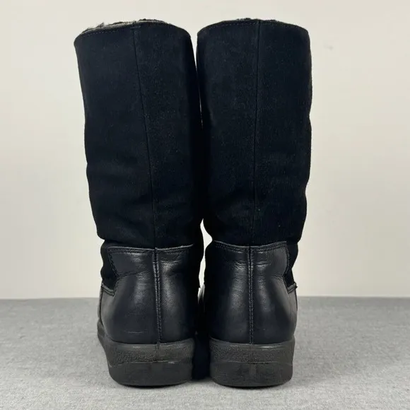 Vtg Bama Lams Echtes Lammfell Black Suede Boots With Sheepskin Lining Size 5.5
