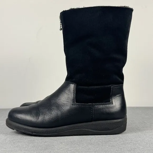Vtg Bama Lams Echtes Lammfell Black Suede Boots With Sheepskin Lining Size 5.5