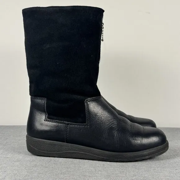 Vtg Bama Lams Echtes Lammfell Black Suede Boots With Sheepskin Lining Size 5.5