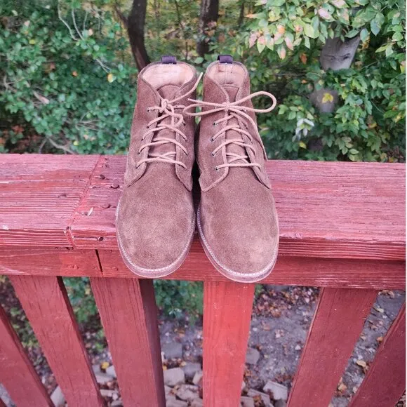 Warfield &amp; Grand Men's Suede/Leather Lace Up Cognac Tan Ankle Boots, Size 11