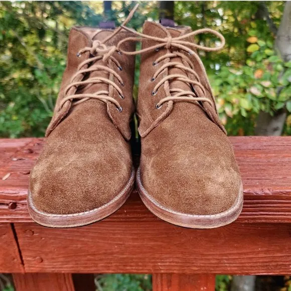 Warfield &amp; Grand Men's Suede/Leather Lace Up Cognac Tan Ankle Boots, Size 11
