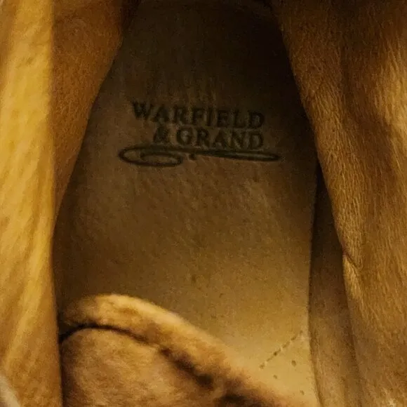 Warfield &amp; Grand Men's Suede/Leather Lace Up Cognac Tan Ankle Boots, Size 11