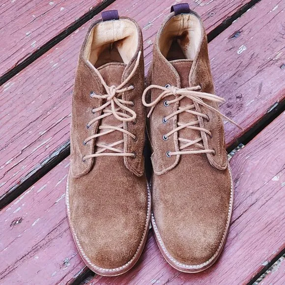 Warfield &amp; Grand Men's Suede/Leather Lace Up Cognac Tan Ankle Boots, Size 11
