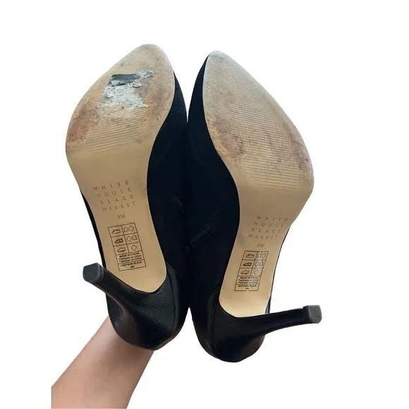 WHITE HOUSE BLACK MARKET ADDYSON SUEDE LEATHER HIGH HEEL ANKLE BOOTS BOOTIES