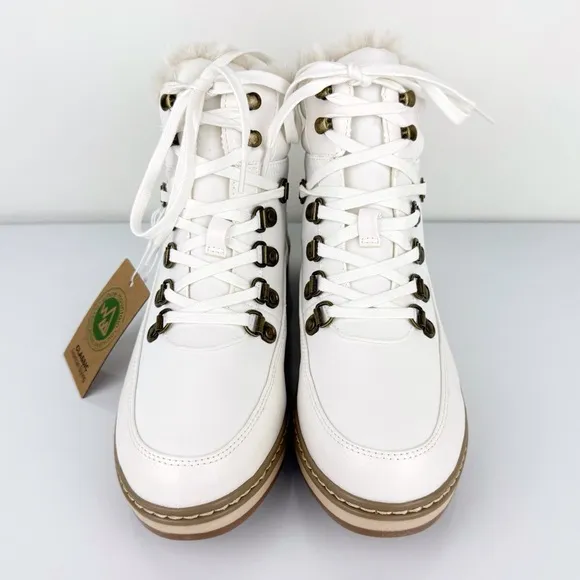 White Mountain Women's Tamasha Lace Up Cozy Booties White Size 7