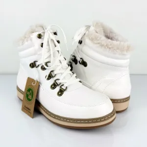 White Mountain Women's Tamasha Lace Up Cozy Booties White Size 7