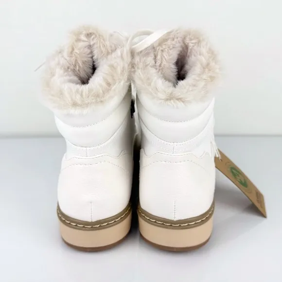 White Mountain Women's Tamasha Lace Up Cozy Booties White Size 7