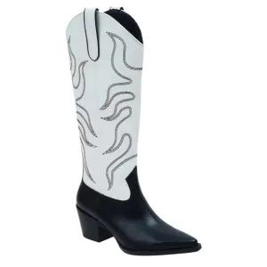 Wild Pair Women's Leahne Western Cowboy Boots Black White Size 6