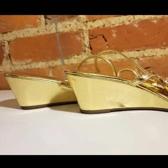 WILD ROSE VTG SANDALS METALLIC GOLD STARFISH BEACH SUMMER HOLIDAY VACA BEACH 5/6