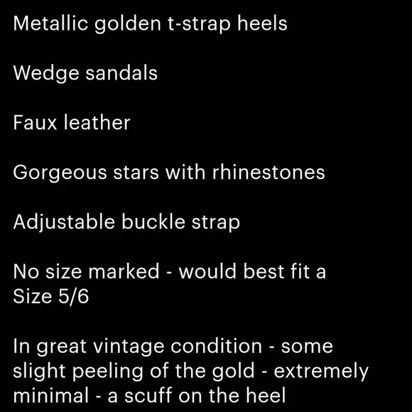 WILD ROSE VTG SANDALS METALLIC GOLD STARFISH BEACH SUMMER HOLIDAY VACA BEACH 5/6