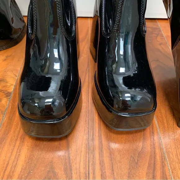 Windsor Smith Haunted Latex Faux Patent Leather Over The Knee Platform Boots 7