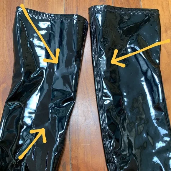 Windsor Smith Haunted Latex Faux Patent Leather Over The Knee Platform Boots 7