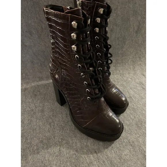 Winnie Harlow X Steve Madden Burgundy Leather Lisalove‎ Boots 8.5, Grunge Goth