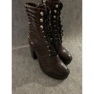 Winnie Harlow X Steve Madden Burgundy Leather Lisalove‎ Boots 8.5, Grunge Goth