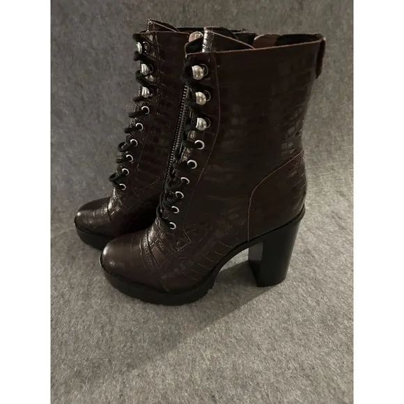 Winnie Harlow X Steve Madden Burgundy Leather Lisalove‎ Boots 8.5, Grunge Goth