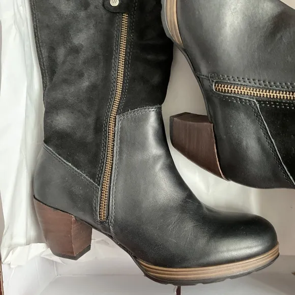 WOLKY DELVINA BLACK LEATHER -SUEDE BOOTS SIZE 40EU NEW