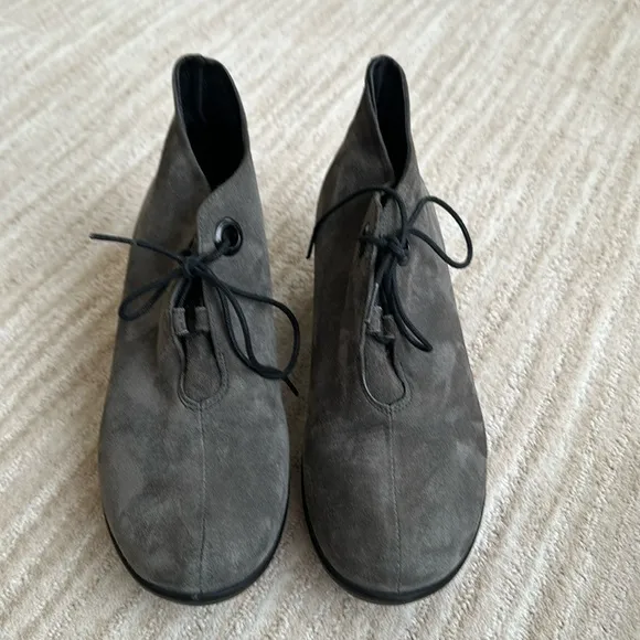 Wolky Hope Pombai Women's Suede Wedge Ankle Booties Shoes Gray Size EU 39 | US 8