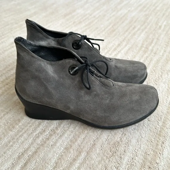 Wolky Hope Pombai Women's Suede Wedge Ankle Booties Shoes Gray Size EU 39 | US 8
