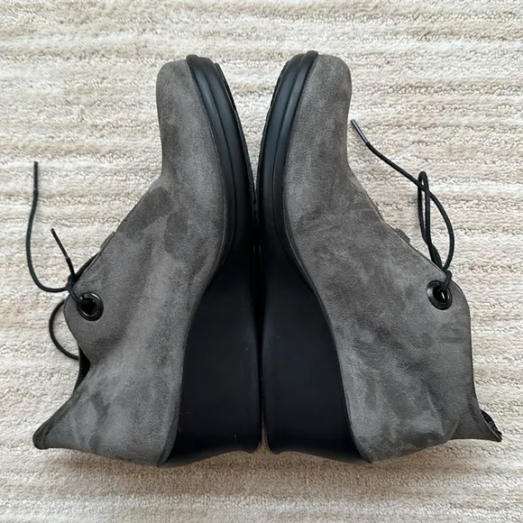 Wolky Hope Pombai Women's Suede Wedge Ankle Booties Shoes Gray Size EU 39 | US 8
