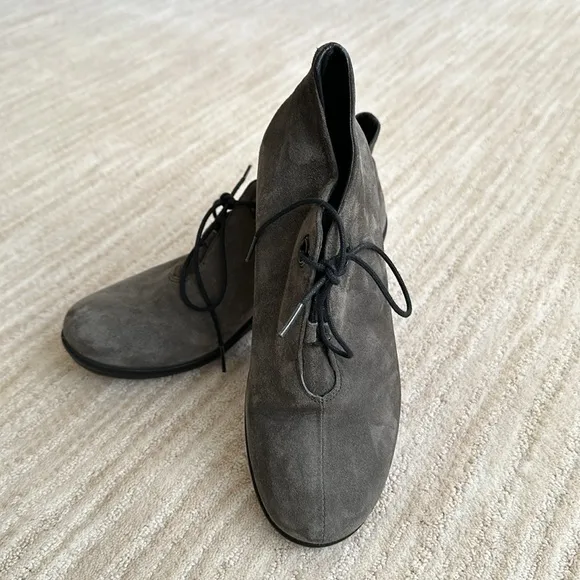 Wolky Hope Pombai Women's Suede Wedge Ankle Booties Shoes Gray Size EU 39 | US 8