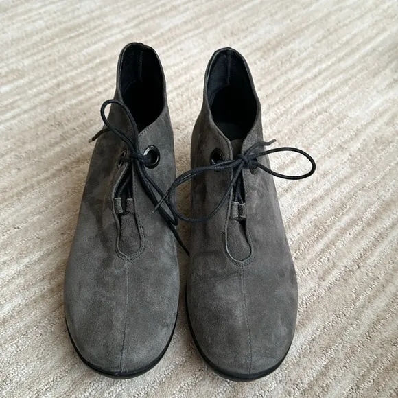 Wolky Hope Pombai Women's Suede Wedge Ankle Booties Shoes Gray Size EU 39 | US 8