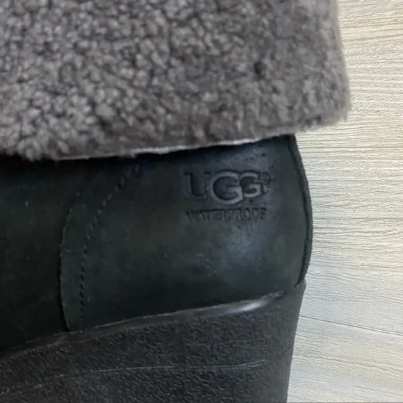 Woman’s Zea UGG suede waterproof lace up wedge ankle boots Fold wool shearling
